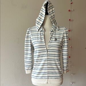 Juicy Couture Blue and White french terry Striped hoodie